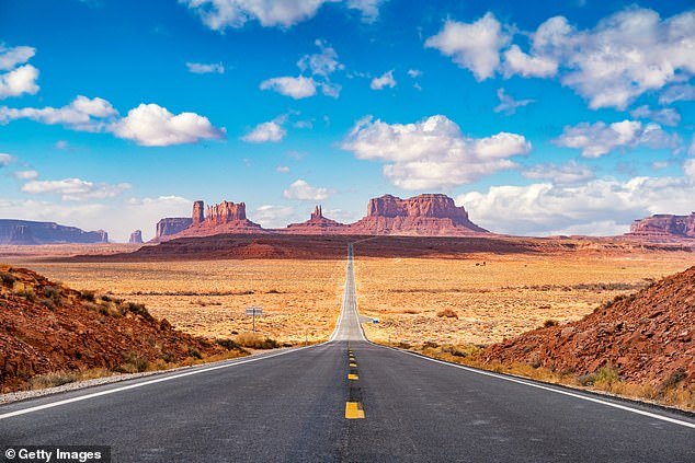 Long road leading to Monument Valley as seen from Forrest Gump Point, Utah.  Monument Valley is one of the least expensive in the survey at $1,529 per person