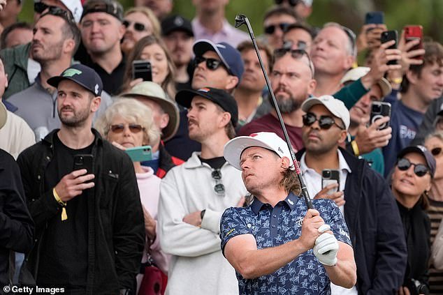 A record crowd has packed into The Grange in Adelaide to watch Aussie Cam Smith (pictured) and others at Australia's LIV Golf event