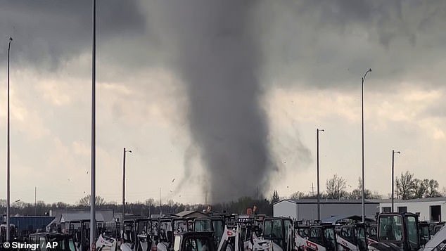 Footage has been captured of a tornado in Lancaster, Nebraska.  The storm was part of a National Weather Service tornado warning