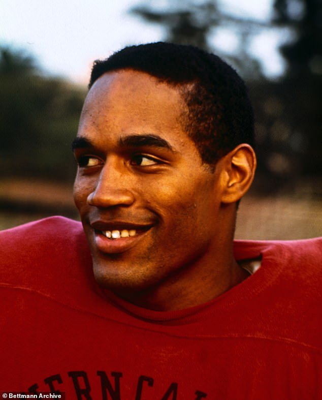 A young OJ Simpson is depicted during his days at USC, where he played track and field and football