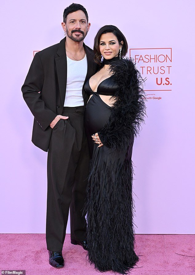 Dewan is now expecting her second child with her fiancé Steve Kazee, with whom she was pictured at the Fashion Trust US Awards this month