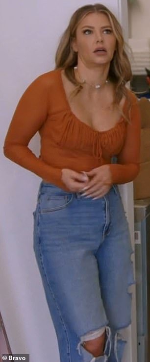She wore a country-chic burnt-orange crop top that Ariana (pictured) previously wore on season 10, episode 14 of Vanderpump Rules - during Rachel and Tom's affair