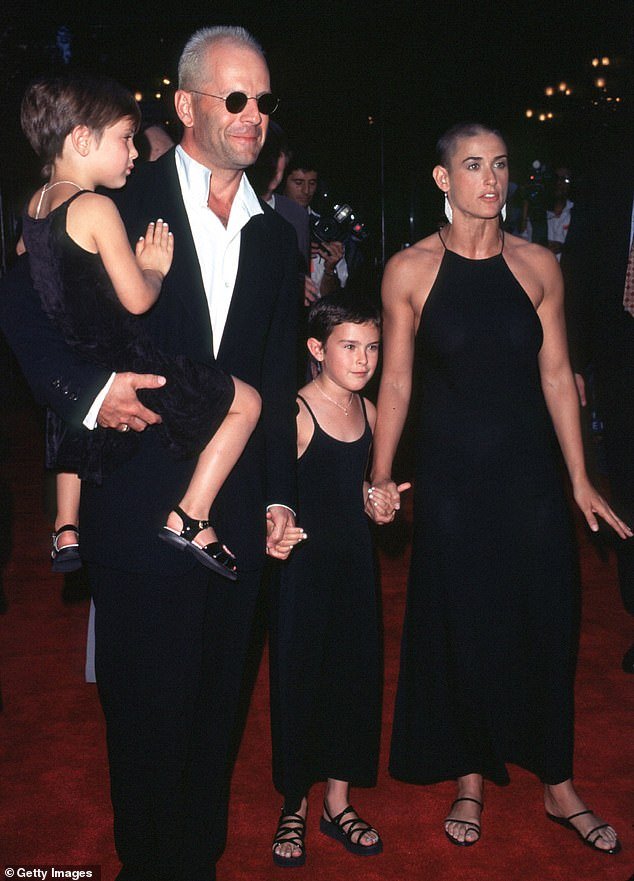 Because he was 'a lot older than me, I was more friends with his children, and' [his then-wife] Demi Moore, they were coming to visit';  Willis and Moore seen with daughters Scout and Rumer in 1996