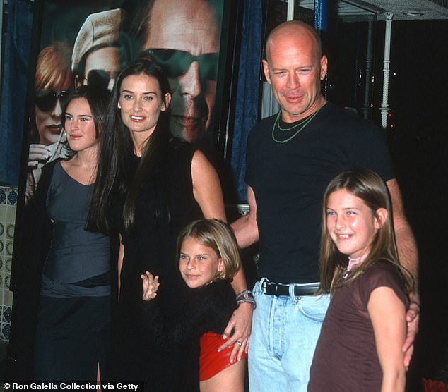In turn, she practically babysat Willis and Moore's three daughters, Rumer, Scout, Tallulah;  the family seen in 2001