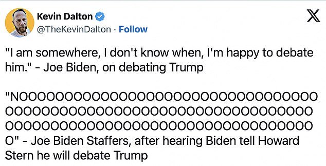 A number of political commentators suspected the Biden campaign had something to worry about after the president agreed to a debate about Trump in what appears to be an unplanned comment.