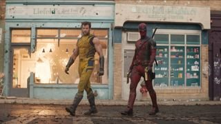 Logan and Wade Wilson walk onto a deserted street in Marvel's Deadpool and Wolverine movie