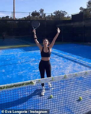 Eva couldn't stop smiling as she showed her 10 million Instagram followers her skills on the outdoor track