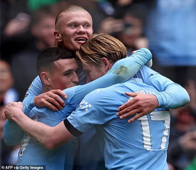 Man City have four players, with Phil Foden (left), Erling Haaland (center) and Kevin De Bruyne (right) making the cut