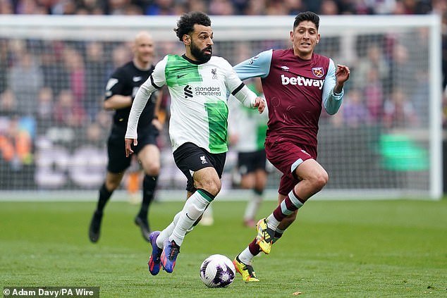 Salah made little impression when he took to the field as Liverpool were held to a 2-2 draw by West Ham