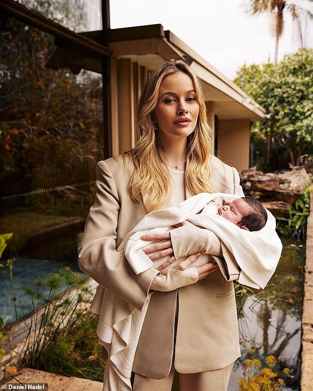 'I was super stressed when I saw Sim give birth.  I kept swearing,” the 33-year-old admitted.  In the accompanying photo shoot, the glamorous couple offered a glimpse into their lives together as new parents