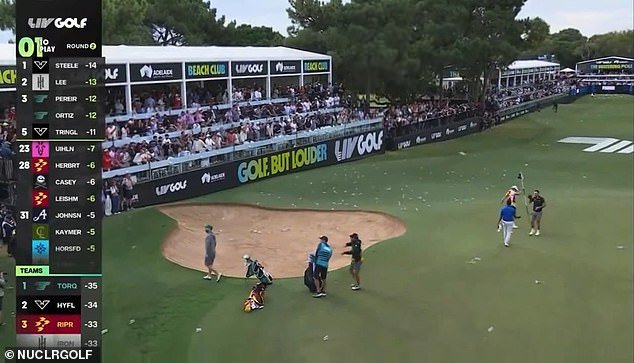 Bottles were thrown from the galleries after Herbert made a birdie, one of which hit Pugh