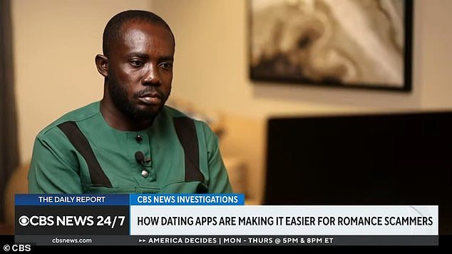 A former con man from Ghana, seen here, told CBS that without the dating sites you can't scam anyone