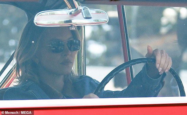 The classic car suited the sporty actress and her girl-next-door image perfectly