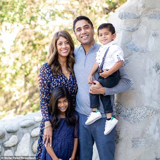 The Pasadena radiologist's children, ages four and seven, and his wife Neha Patel, 41, were in the car and an official said it was an 
