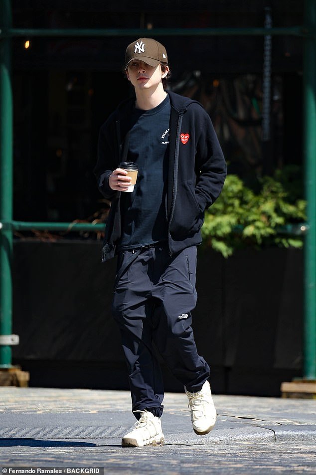 The Wonka star, 28, looked like any other young New Yorker enjoying the spring weather as he ran his errand on Friday wearing a dark blue T-shirt, matching sweatpants, a zip-up hoodie and white sneakers.