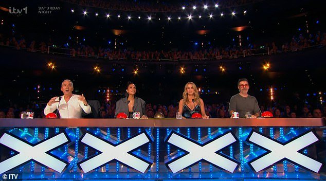The panellists – (L-R) Bruno Tonioli, Alesha Dixon, Amanda Holden and Simon Cowell – were impressed, with music boss Simon saying he was 'ecstatic' after the audition