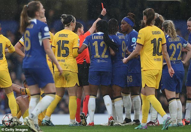 Hayes felt the decision was 'soft' but was infuriated by referee Iuliana Demetrescu's decision to give Kadeisha Buchanan a second yellow card on the hour mark.