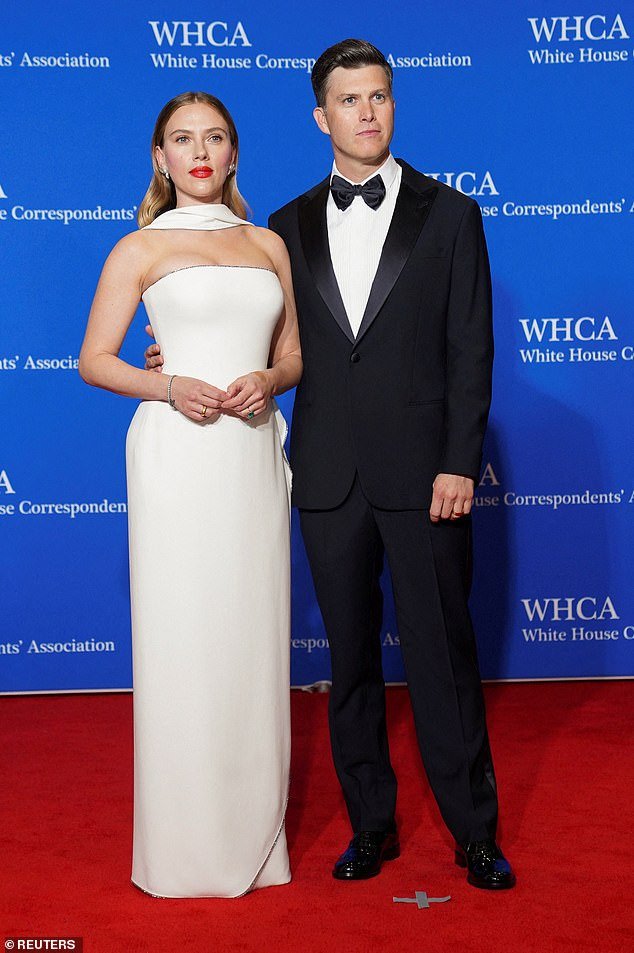 Scarlett's sweet act of solidarity comes a day after she had her boyfriend back at the Creative Artists Agency (CAA) Kickoff Party for the White House Correspondents' Dinner