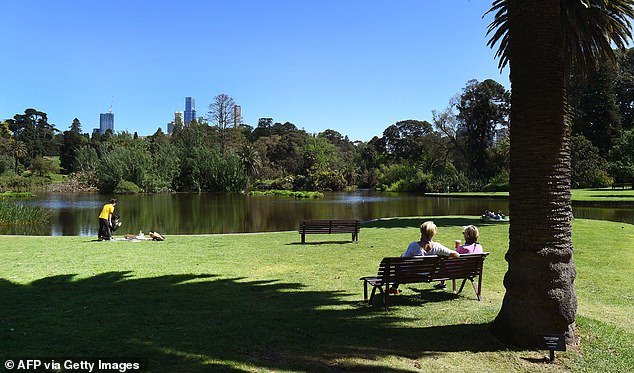 The blonde recalled her recent trip to the southern city and couldn't believe how many attractive men walk through Melbourne's Royal Botanic Gardens (pictured)