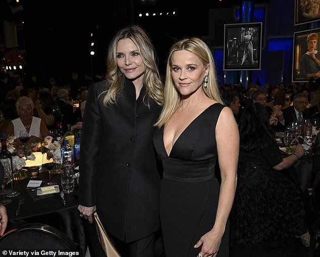 While at the theater, she posed with Scarface actress Michelle Pfeiffer as they radiated showbiz glamor