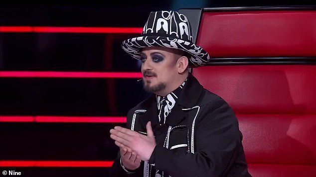She eventually landed safely in the lap of The Voice coach Boy George (photo).