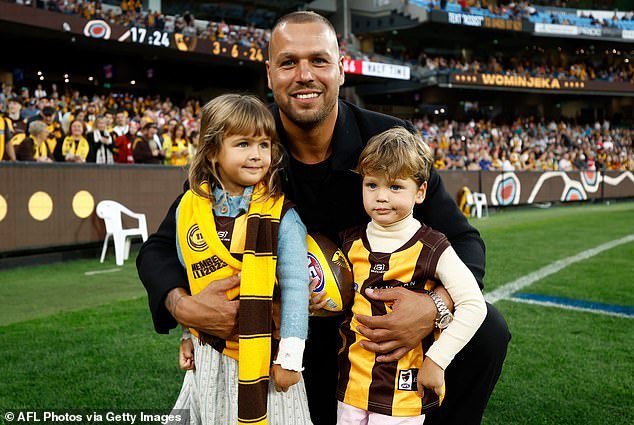 Franklin's children Tullalah and Rocky wore Hawthorn jerseys prior to the game
