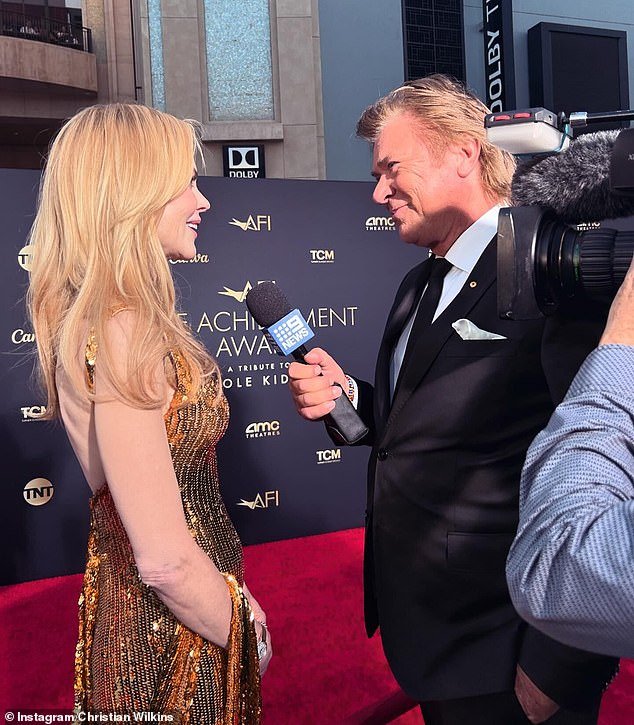 He also posted a photo of his entertainment reporter father Richard interviewing Nicole on the red carpet