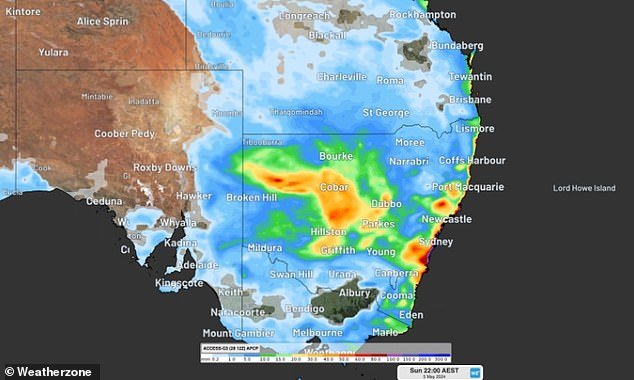Showers and thunderstorms will develop over NSW.  Total rainfall across the west and south-west of the state is expected to remain in the single digits, with some areas in the south-west receiving totals of 15 to 50mm by the end of the week.