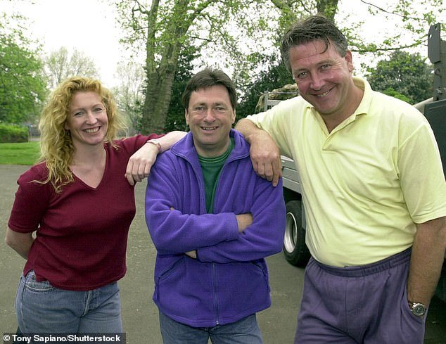 She began presenting on Ground Force from 1997 to 2005 alongside Tommy Walsh and Alan Titchmarsh (pictured together in 2000).