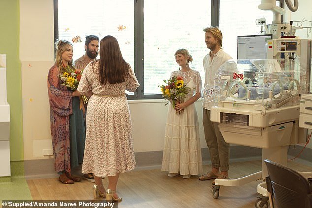 Alana Wilkinson, 33, and her husband Angus, 34, planned a very intimate ceremony at their son Rafferty's bedside as they were unsure their firstborn would survive.