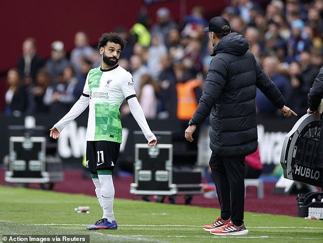 Mohamed Salah and Jurgen Klopp argued as the Liverpool star prepared to face West Ham