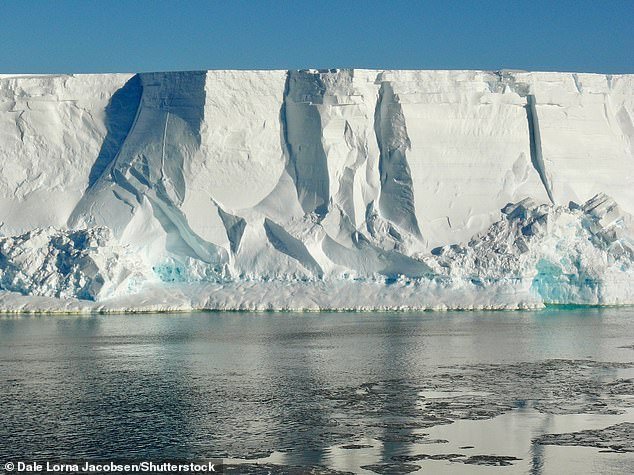 Ice shelves are permanent floating ice shelves that connect to a landmass.  Pictured is the Ross Ice Shelf, Antarctica's largest ice shelf