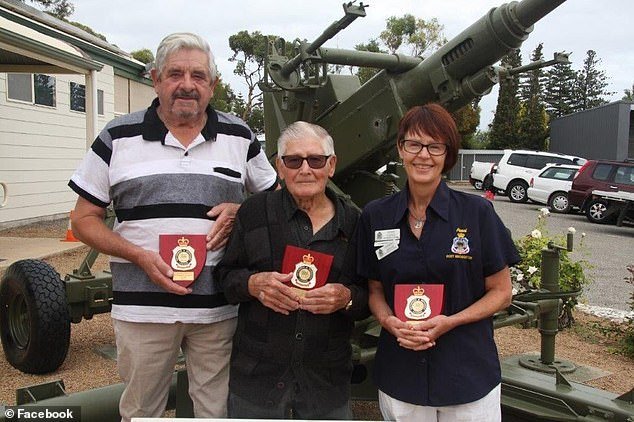 John Atkinson (centre), 98, was traveling to the coast of Port Broughton in South Australia on Thursday morning when he fell from his mobility scooter and died
