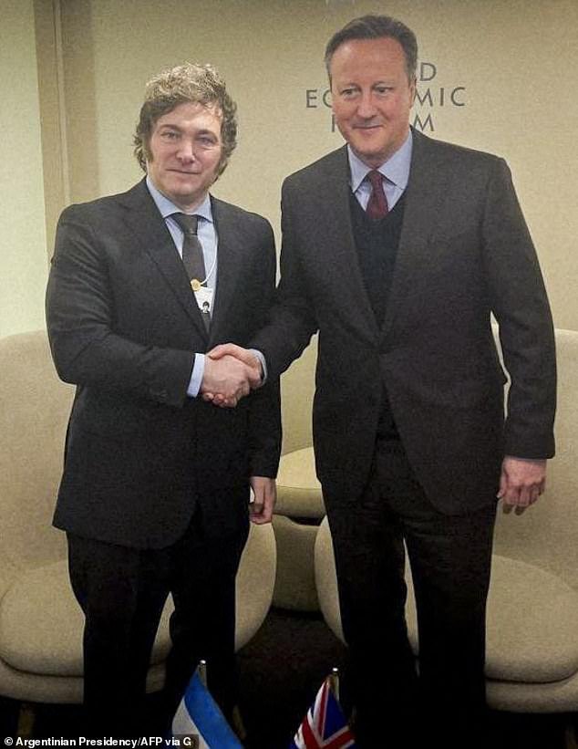 President Javier Milei met with British Foreign Secretary Lord Cameron at the World Economic Forum in Davos in January