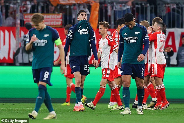 The Gunners were knocked out of the Champions League after a 3-2 aggregate defeat to Bayern
