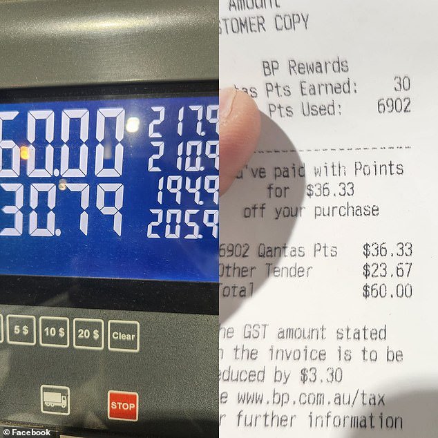 A Queensland man used almost 7,000 Qantas Frequent Flyer points he collected to cut his petrol bill from $60 to just $23.67 at BP