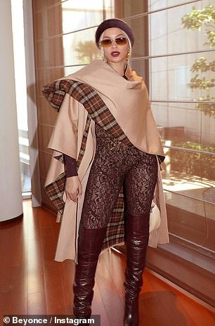 Beyoncé shared a series of stunning photos of her glamorous outfit and the scenic sights from her day in Japan.