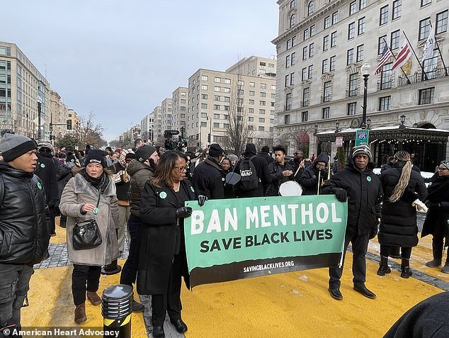 Protesters marched on Black Lives Matter Plaza in January calling for a menthol ban