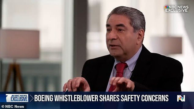 The interview, which aired Tuesday night, comes just a day before Sam Salehpour heads to Congress to testify about his concerns about Boeing's safety practices.
