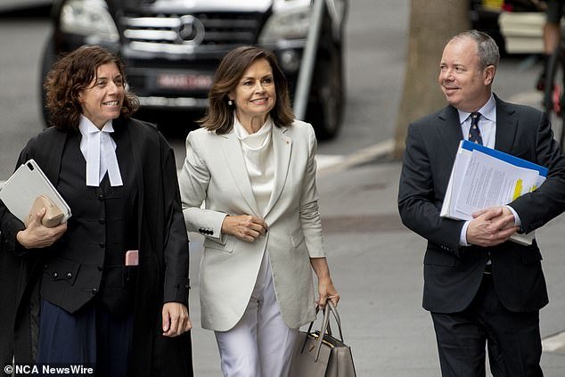Lisa Wilkinson is pictured outside the Federal Court in February with her lawyer, Sue Chrysanthou SC