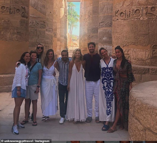 Danny, who split from his wife Victoria Rose last year, joined AnnaLynne on a spiritual retreat in Egypt (the couple are pictured centre)