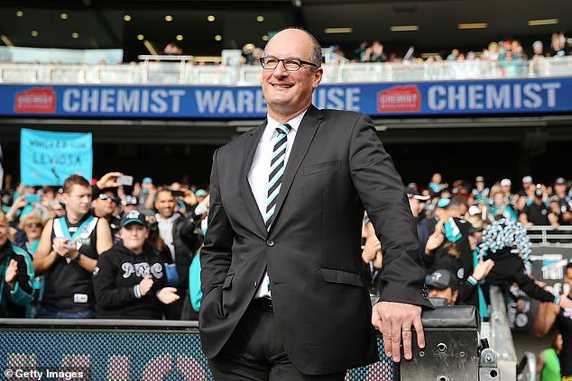 Power chairman David Koch (pictured at a match in Port Adelaide) has infuriated football fans with his comments about Jeremy Finlayson's homophobic slur