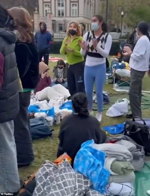 The pro-Palestinian students returned to the university's Butler Lawns as early as 5 a.m. on Friday