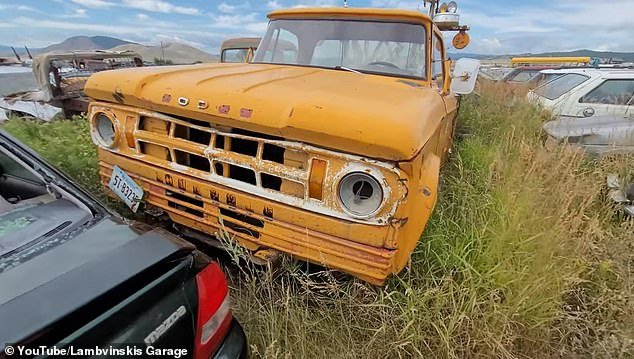 This Dodge mountain vehicle retains its vibrant yellow paint after more than half a century