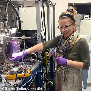 Seattle-based scientist Sierra Solter-Hunt (pictured) thinks floating metallic space junk is likely to settle in the upper part of the ionosphere — about 50 to 400 miles above Earth's surface — weakening the magnetic field