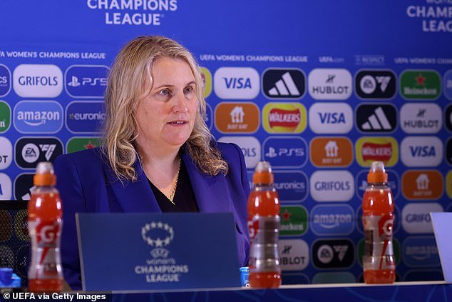 Emma Hayes (pictured above) called Kadeisha Buchanan's red card the 'worst decision in the history of the Women's Champions League'