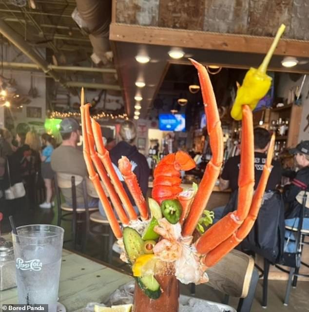 Now that's a party!  A diner who wanted to quench his thirst with a Bloody Mary was shocked when he was offered a full meal in addition to his drink