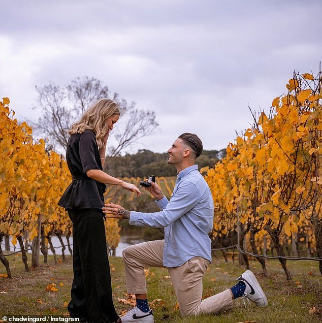 AFL star Chad Wingard has proposed to his partner Lilly Lloyd in a romantic setting at a Victorian winery