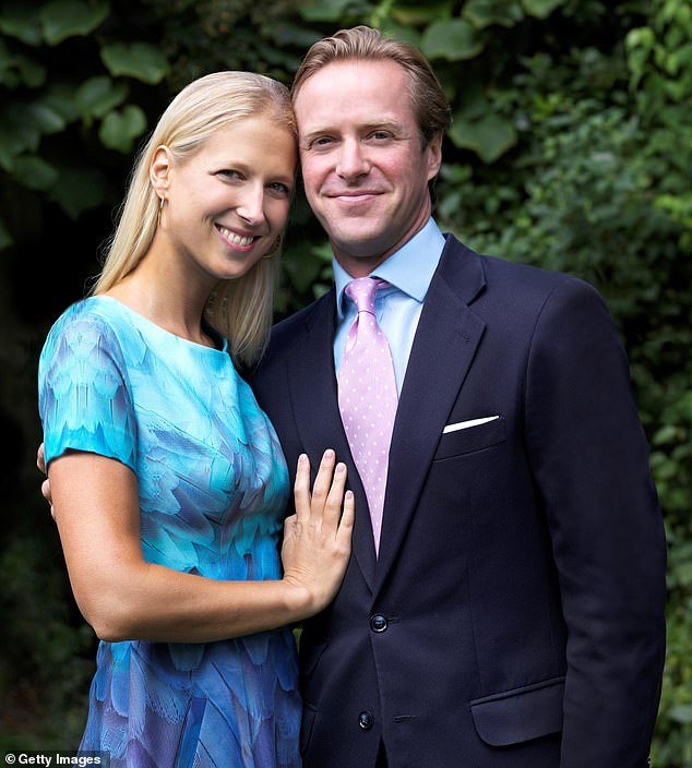 Friends are said to be rallying around Lady Gabriella Windsor following the death of her husband Thomas Kingston, aged 45, in February.  In the photo: the couple together