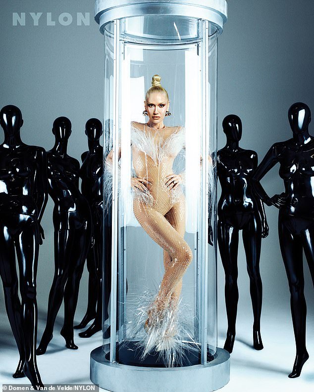 Gwen Stefani looked stunning as she posed in a nude bodysuit for a racy photoshoot in Nylon magazine